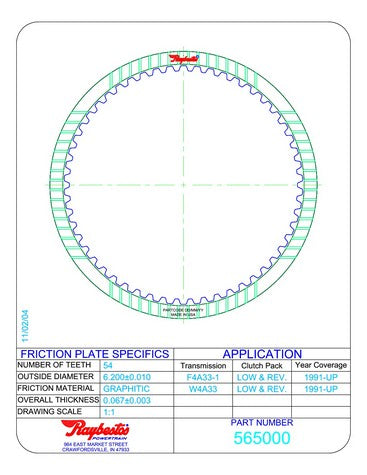 Friction Plates Raybestos Powertrain R565000