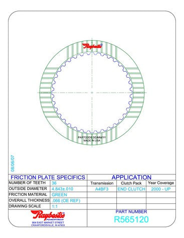 Friction Plates Raybestos Powertrain R565120