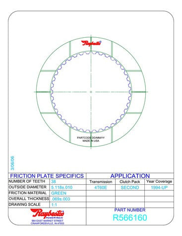 Friction Plates Raybestos Powertrain R566160