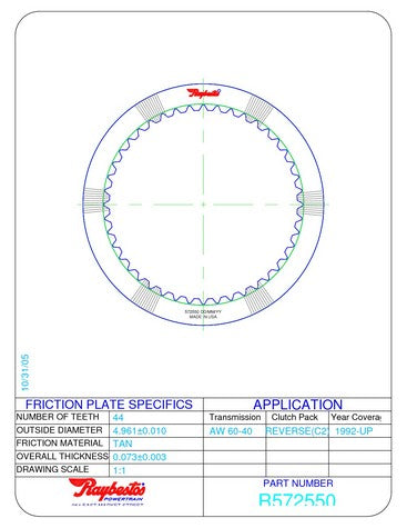 Friction Plates Raybestos Powertrain R572550