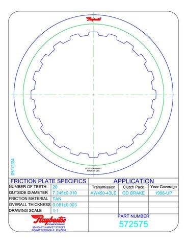 Friction Plates Raybestos Powertrain R572575