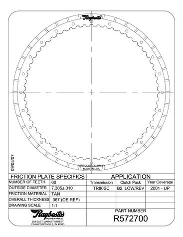 Friction Plates Raybestos Powertrain R572700