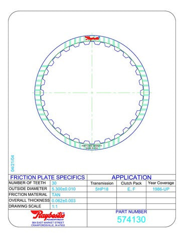 Friction Plates Raybestos Powertrain R574130