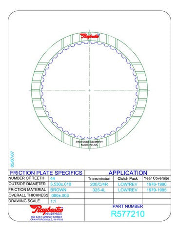 Friction Plates Raybestos Powertrain R577210
