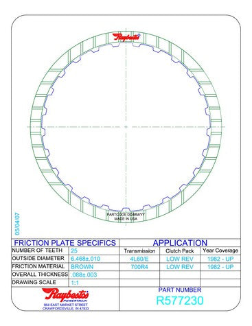 Friction Plates Raybestos Powertrain R577230