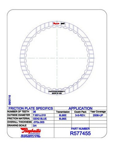 Friction Plates Raybestos Powertrain R577455
