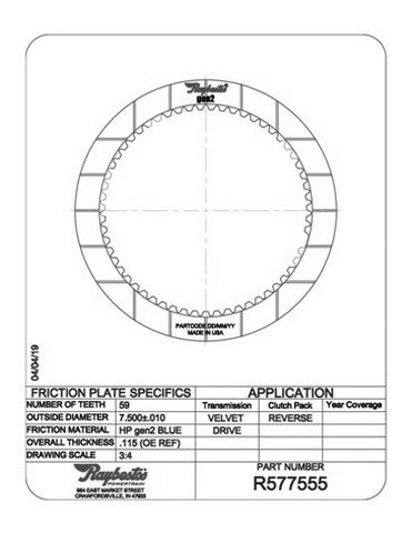 Friction Plates Raybestos Powertrain R577555
