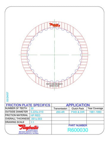 Friction Plates Raybestos Powertrain R600030