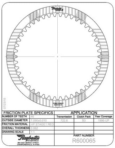 Friction Plates Raybestos Powertrain R600065