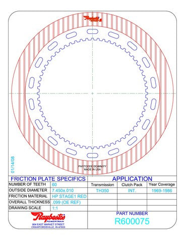 Friction Plates Raybestos Powertrain R600075