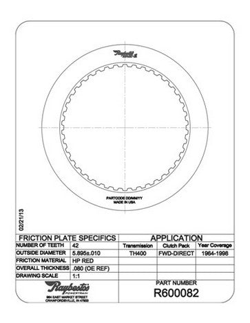 Friction Plates Raybestos Powertrain R600082