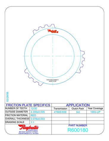 Friction Plates Raybestos Powertrain R600180