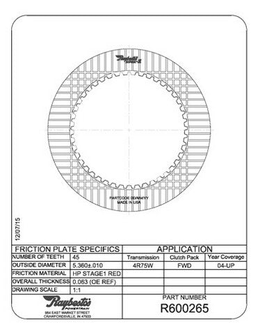 Friction Plates Raybestos Powertrain R600265
