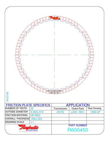 Friction Plates Raybestos Powertrain R600450
