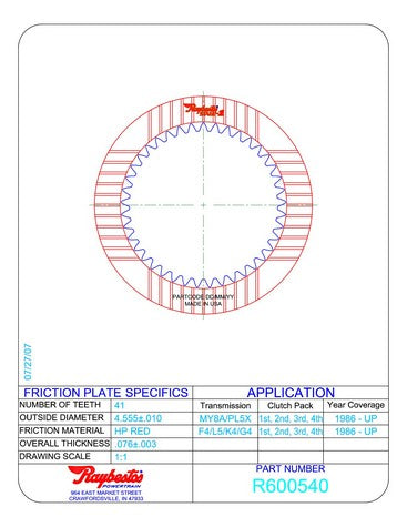 Friction Plates Raybestos Powertrain R600540