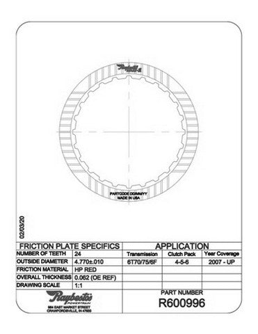 Friction Plates Raybestos Powertrain R600996