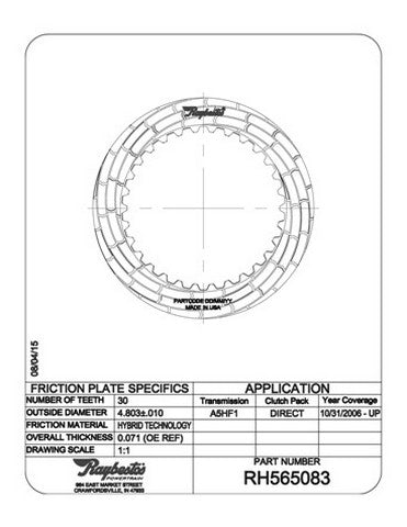 Friction Plates Raybestos Powertrain RH565083