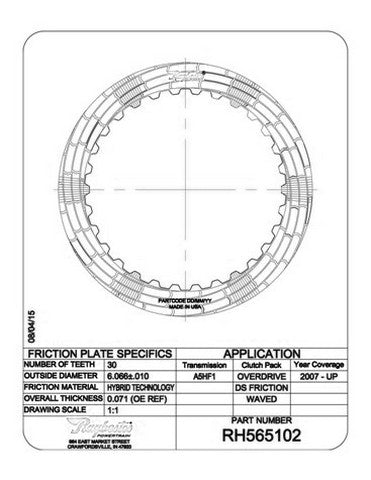 Friction Plates Raybestos Powertrain RH565102