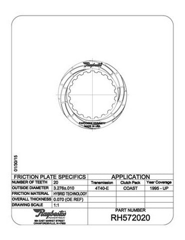 Friction Plates Raybestos Powertrain RH572020
