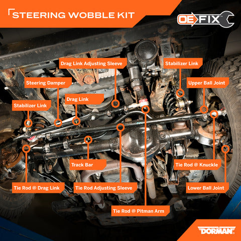 Steering Wobble Repair Kit Dorman Premium Chassis SWS96285RD
